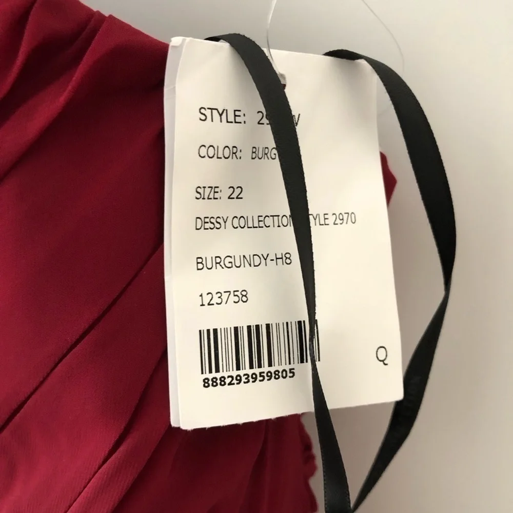 Dessy Collection Burgundy Chiffon Sweetheart Bridesmaid Gown Plus Dress 22